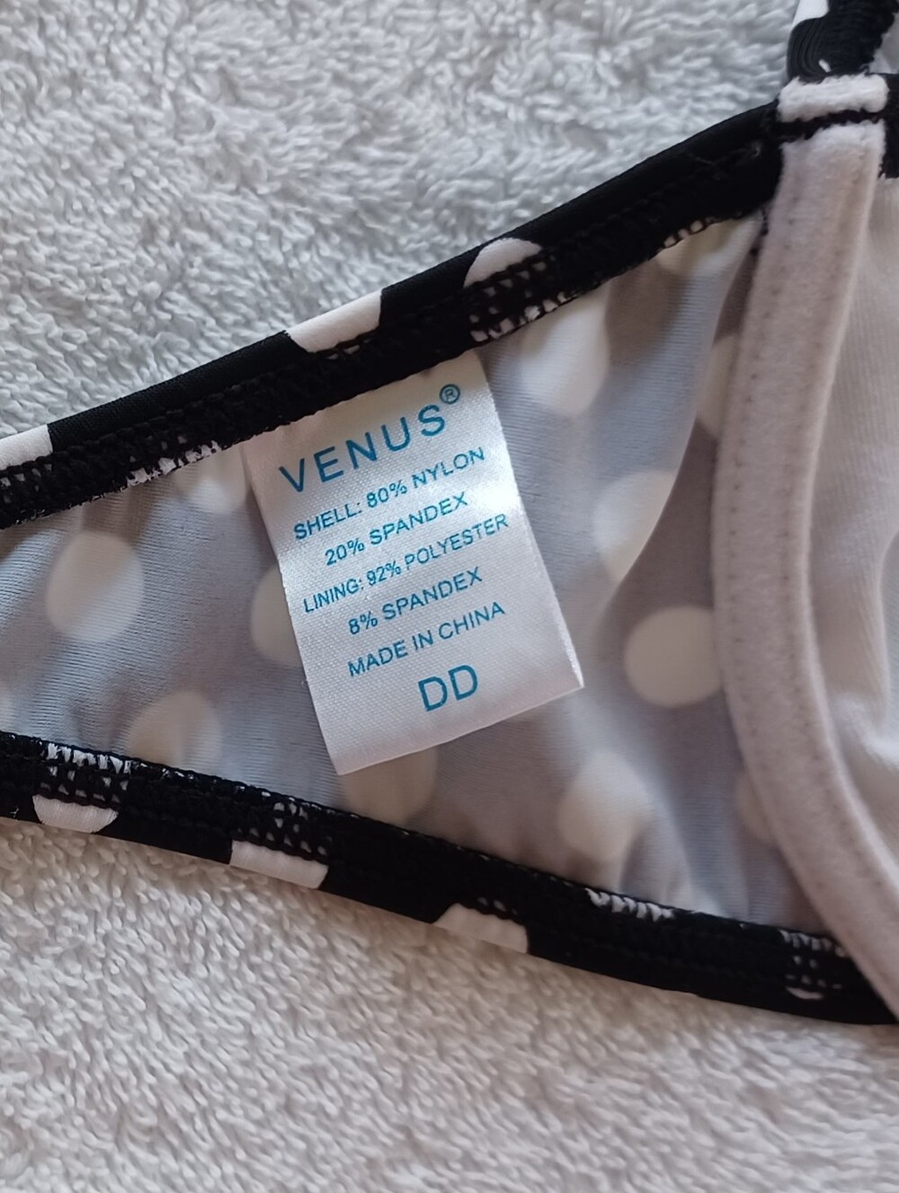 VENUS Black and White Polka Dot Underwire Bikini Top, Size DD - Picture 16 of 16